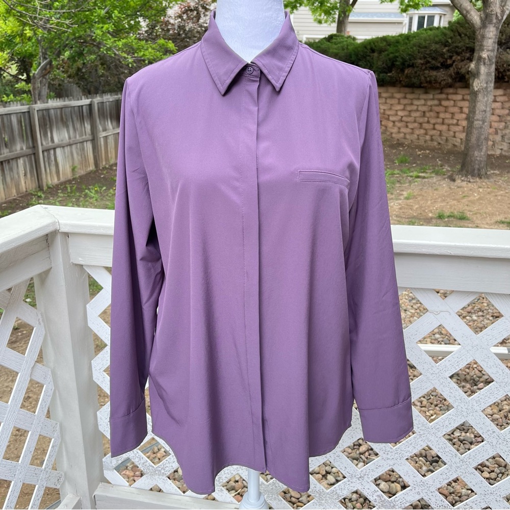 Modern Ambition Women Medium Delightfully Technical Travel Shirt Vintage‎ Violet